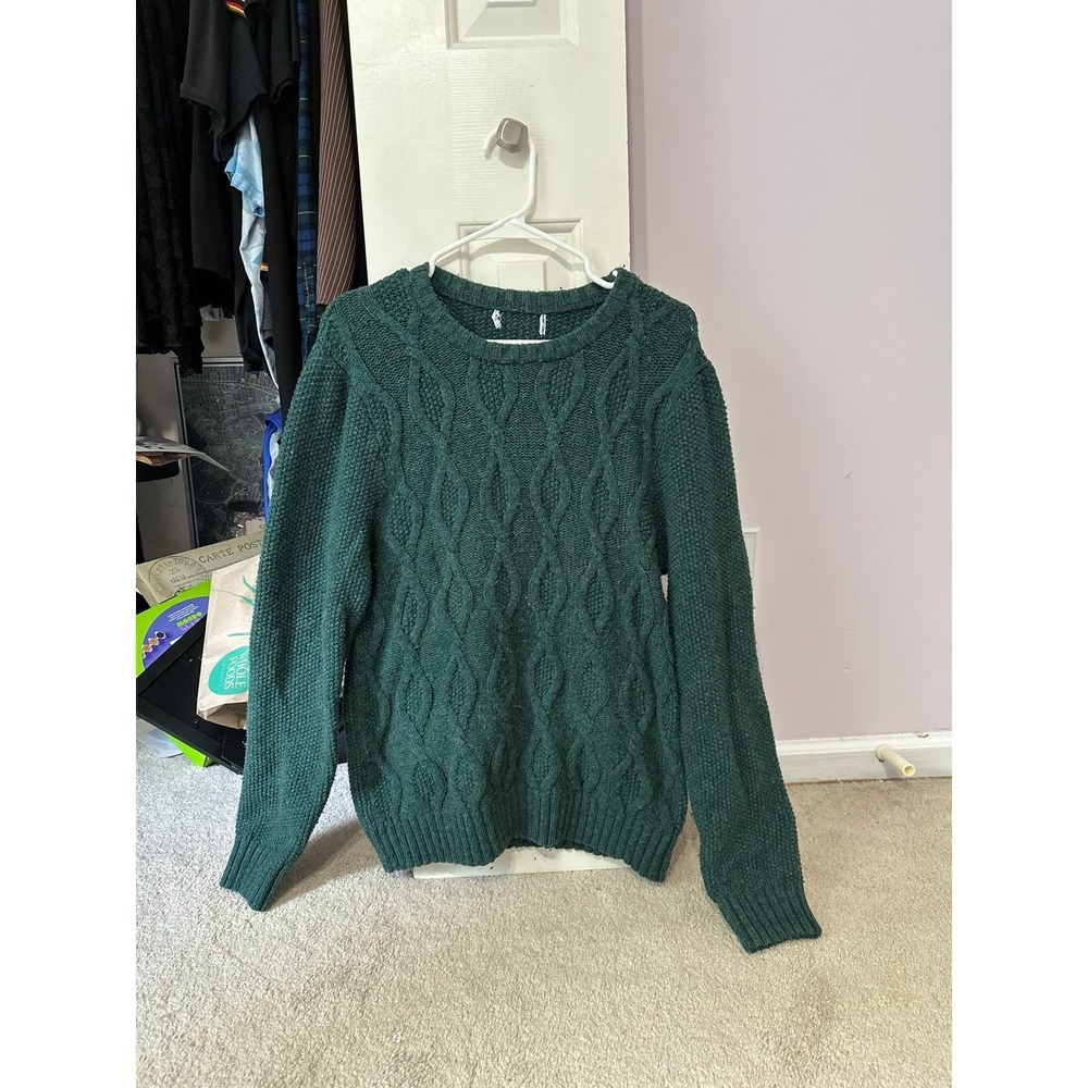 Green Cable-Knit Sweater